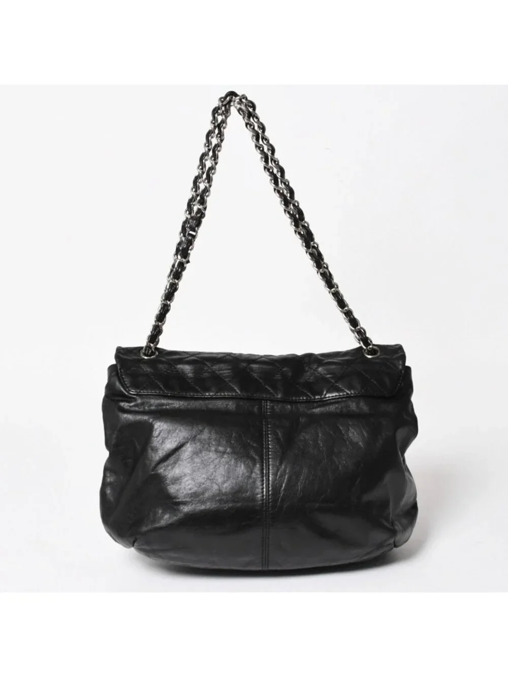 Chanel S Flap Chain Shoulder Bag CC Logo Calfskin Black Silver